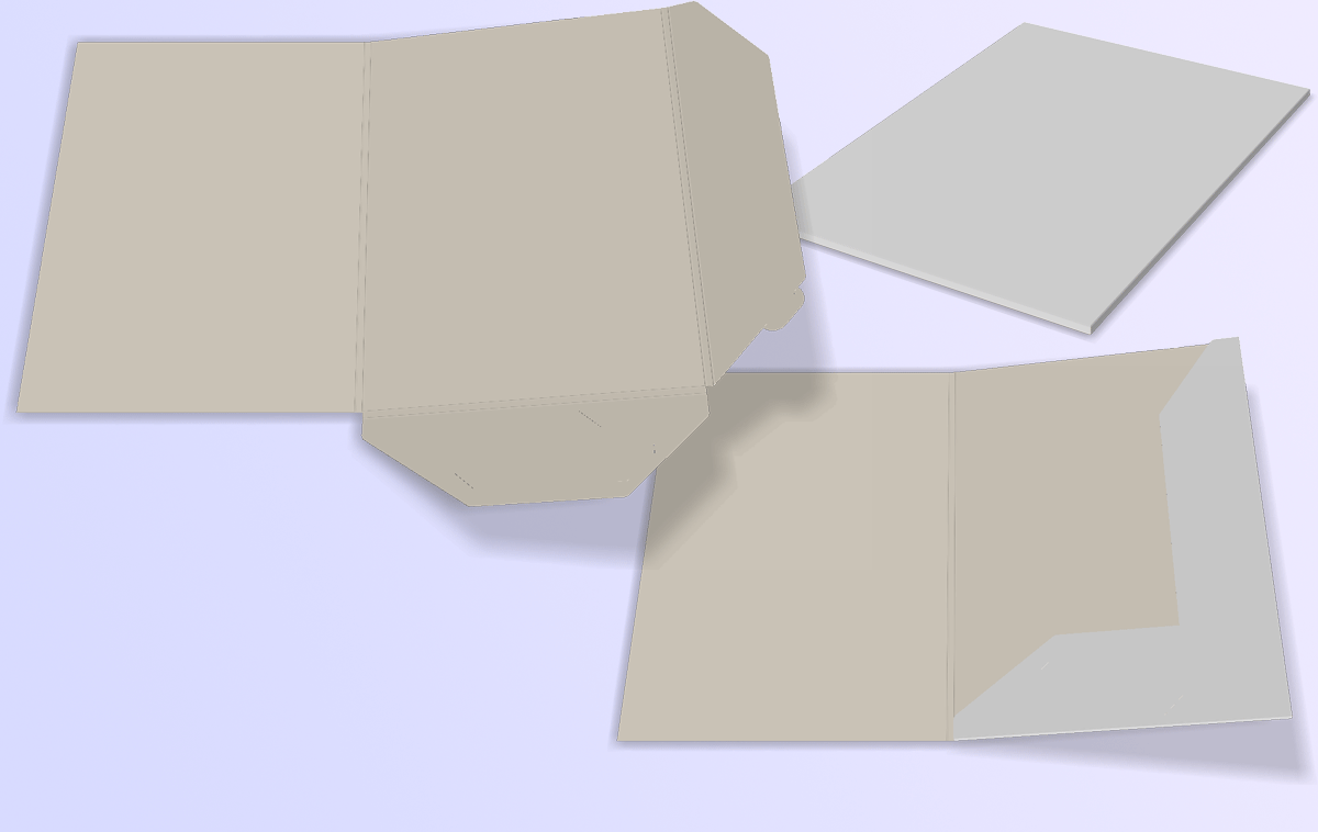 Самосборная папка А4 класссической формы с корешком 5 мм., изготавливается из различных сортов картона 250-350 гр.м2.